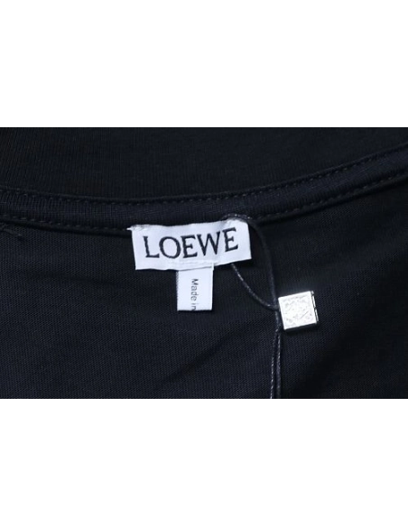 Loewe Line-style Letter Embroidery T-Shirt Black,Loewe T-Shirts,T-Shirts,CLOTHES