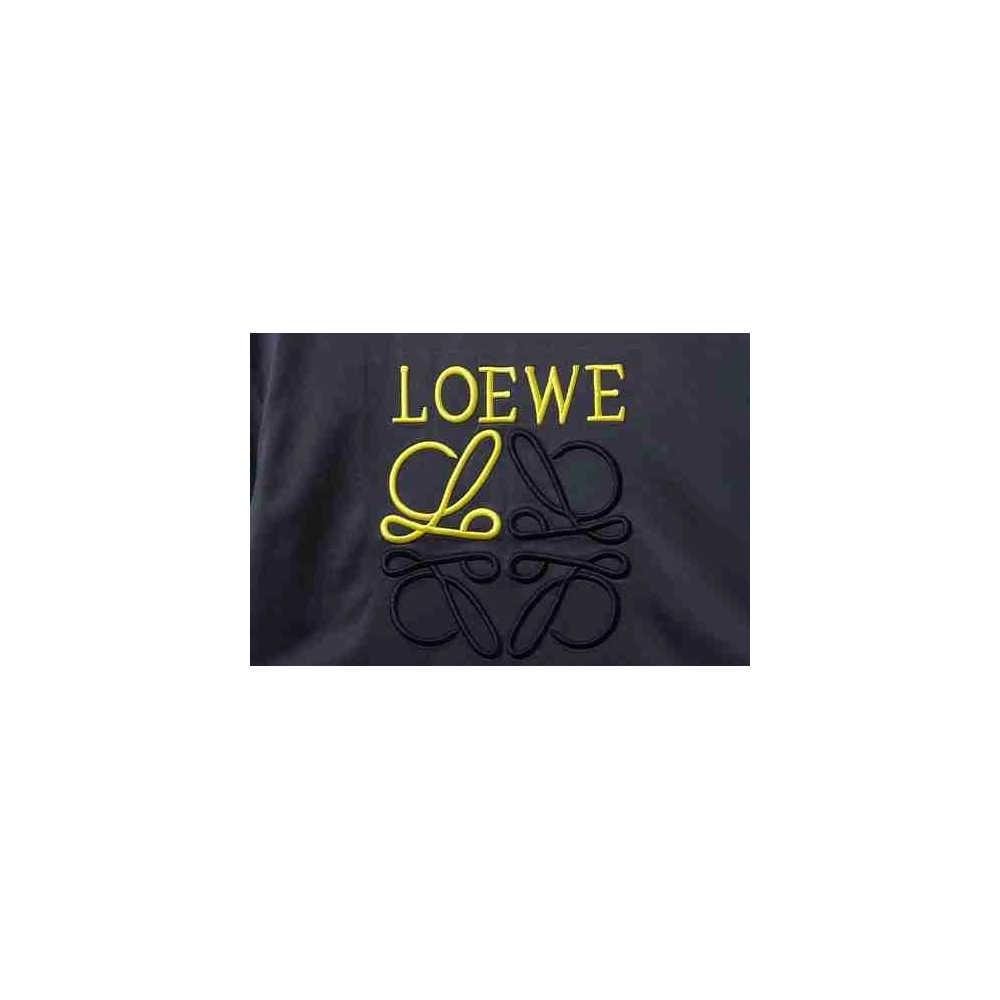 Loewe Line-style Letter Embroidery T-Shirt Dark Gray,Loewe T-Shirts,T-Shirts,CLOTHES