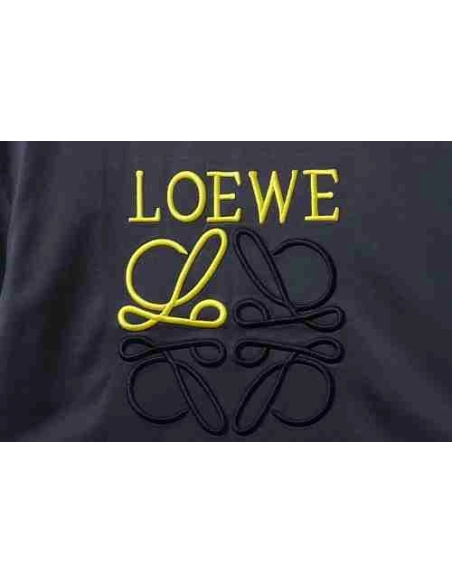 Loewe Line-style Letter Embroidery T-Shirt Dark Gray,Loewe T-Shirts,T-Shirts,CLOTHES