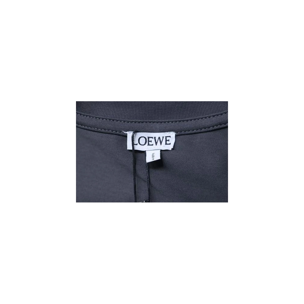 Loewe Line-style Letter Embroidery T-Shirt Dark Gray,Loewe T-Shirts,T-Shirts,CLOTHES