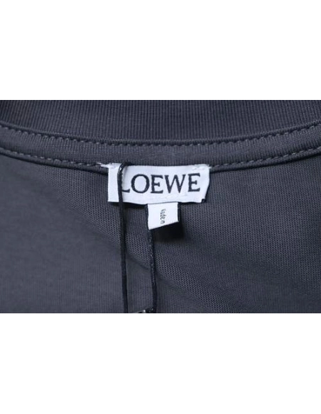 Loewe Line-style Letter Embroidery T-Shirt Dark Gray,Loewe T-Shirts,T-Shirts,CLOTHES