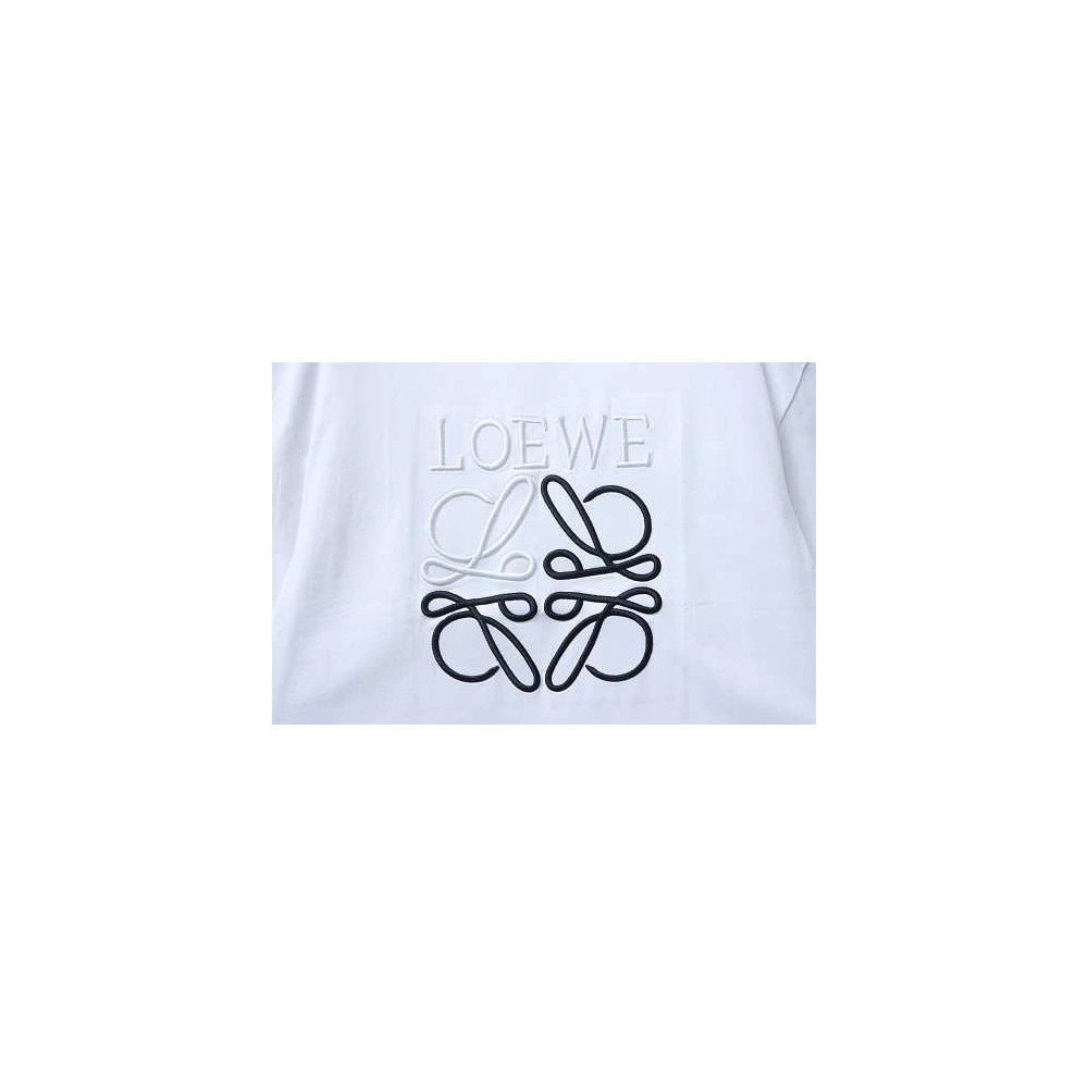 Loewe Line-style Letter Embroidery T-Shirt White,Loewe T-Shirts,T-Shirts,CLOTHES