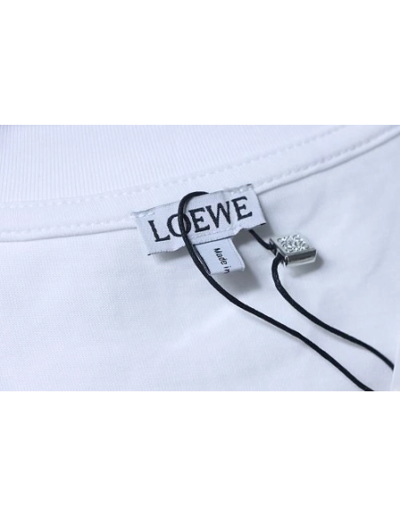 Loewe Line-style Letter Embroidery T-Shirt White,Loewe T-Shirts,T-Shirts,CLOTHES