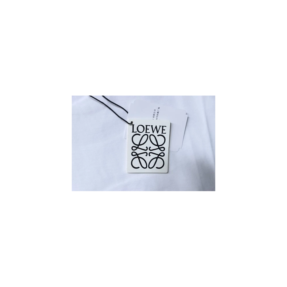 Loewe Line-style Letter Embroidery T-Shirt White,Loewe T-Shirts,T-Shirts,CLOTHES