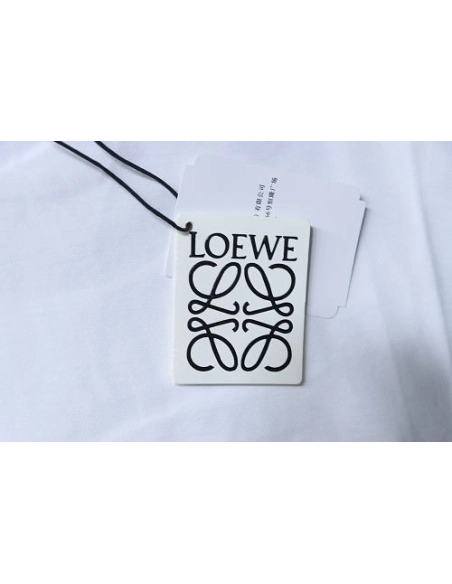 Loewe Line-style Letter Embroidery T-Shirt White,Loewe T-Shirts,T-Shirts,CLOTHES