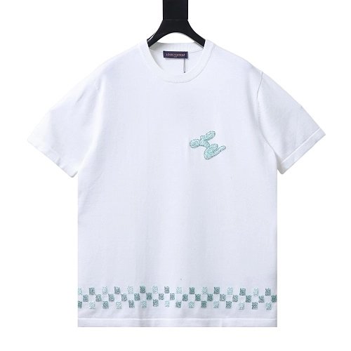 Louis Vuitton Beaded Letter Hem T-Shirt White,Louis Vuitton T-Shirts,T-Shirts,CLOTHES