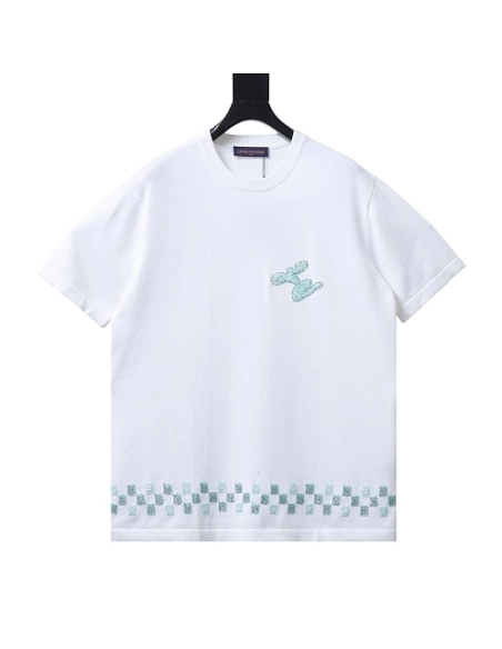 Louis Vuitton Beaded Letter Hem T-Shirt White,Louis Vuitton T-Shirts,T-Shirts,CLOTHES