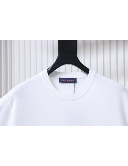 Louis Vuitton Beaded Letter Hem T-Shirt White,Louis Vuitton T-Shirts,T-Shirts,CLOTHES