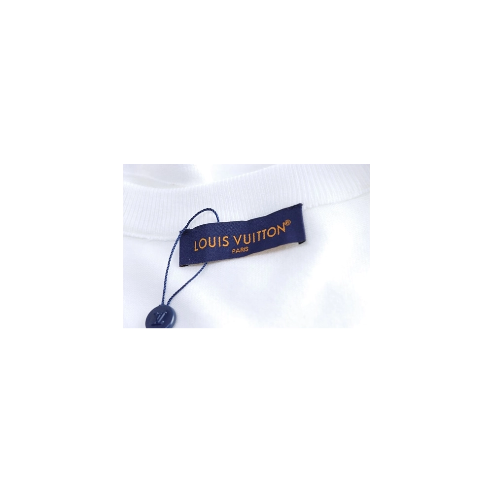 Louis Vuitton Beaded Letter Hem T-Shirt White,Louis Vuitton T-Shirts,T-Shirts,CLOTHES