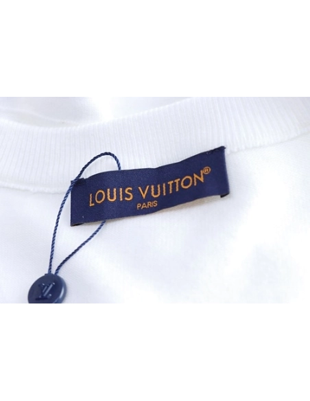 Louis Vuitton Beaded Letter Hem T-Shirt White,Louis Vuitton T-Shirts,T-Shirts,CLOTHES