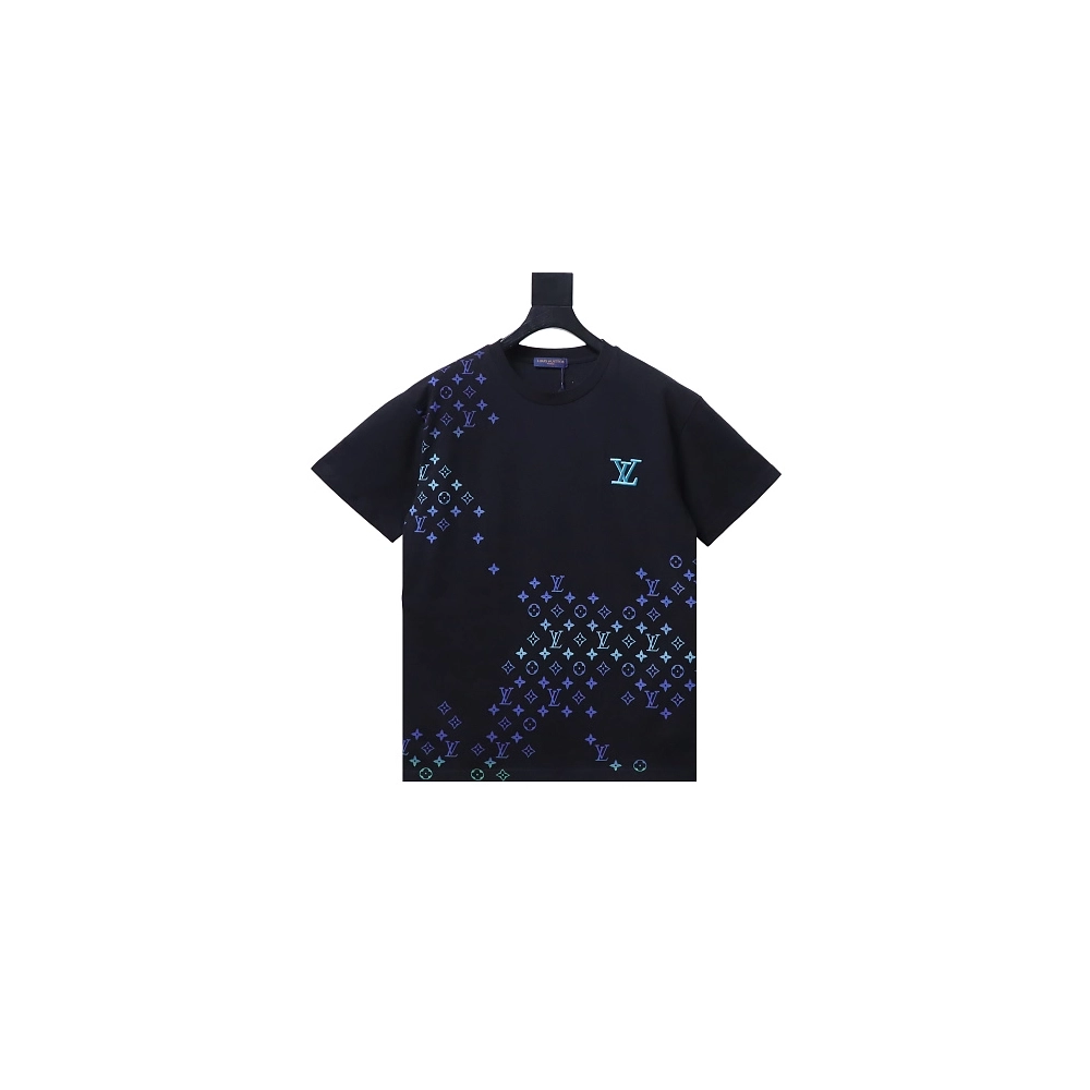 Louis Vuitton Gradient Embroidered T-Shirt Black,Louis Vuitton T-Shirts,T-Shirts,CLOTHES