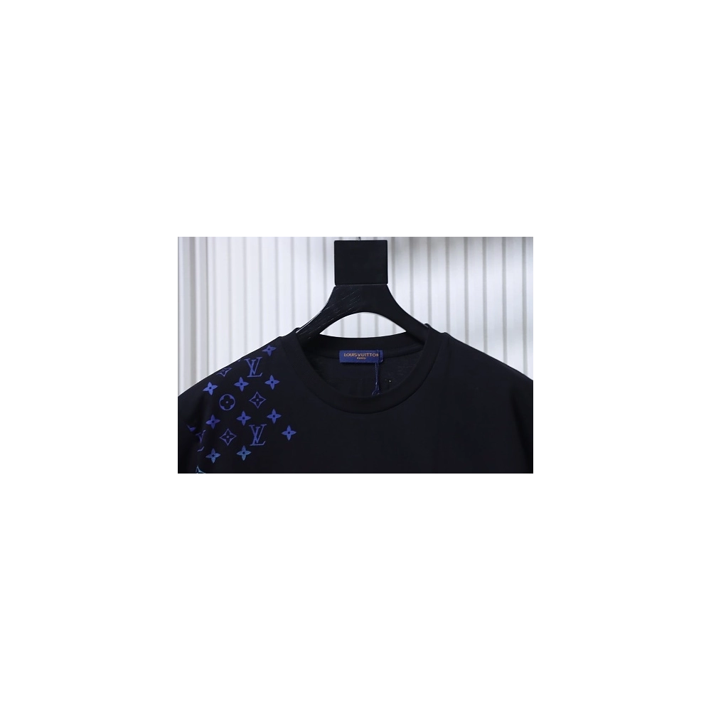 Louis Vuitton Gradient Embroidered T-Shirt Black,Louis Vuitton T-Shirts,T-Shirts,CLOTHES
