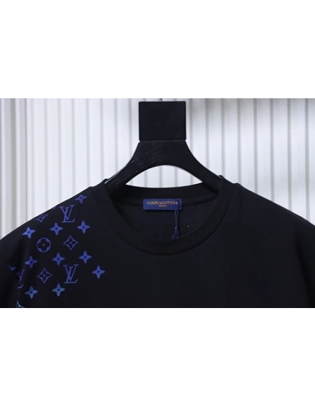 Louis Vuitton Gradient Embroidered T-Shirt Black,Louis Vuitton T-Shirts,T-Shirts,CLOTHES