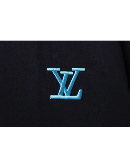 Louis Vuitton Gradient Embroidered T-Shirt Black,Louis Vuitton T-Shirts,T-Shirts,CLOTHES