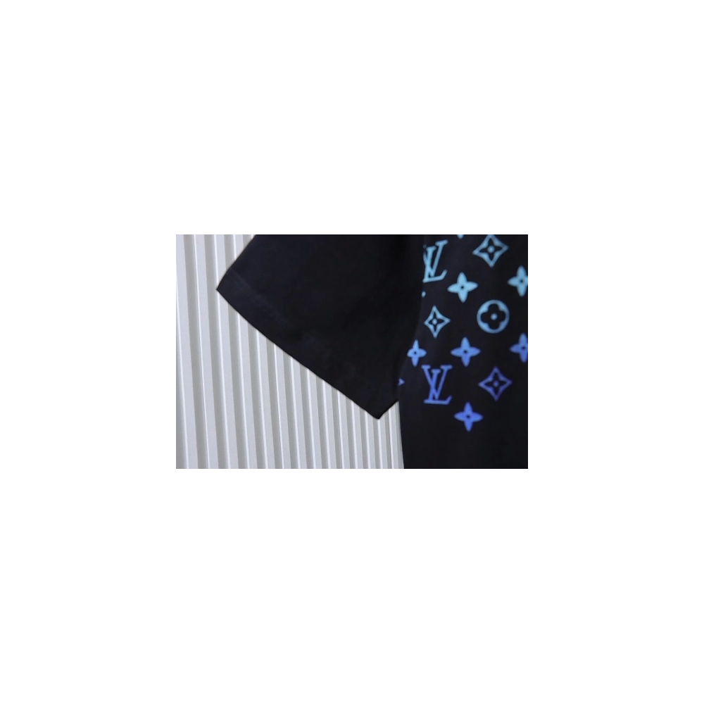 Louis Vuitton Gradient Embroidered T-Shirt Black,Louis Vuitton T-Shirts,T-Shirts,CLOTHES