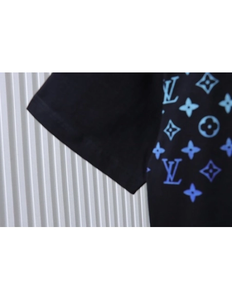 Louis Vuitton Gradient Embroidered T-Shirt Black,Louis Vuitton T-Shirts,T-Shirts,CLOTHES
