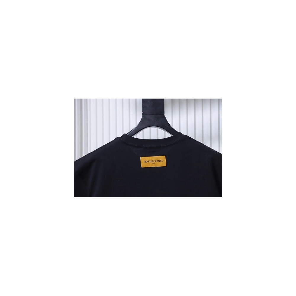 Louis Vuitton Gradient Embroidered T-Shirt Black,Louis Vuitton T-Shirts,T-Shirts,CLOTHES