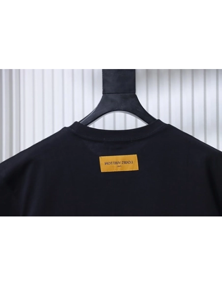 Louis Vuitton Gradient Embroidered T-Shirt Black,Louis Vuitton T-Shirts,T-Shirts,CLOTHES