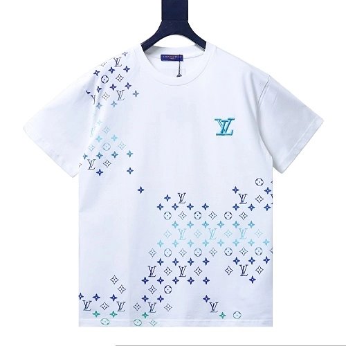 Louis Vuitton Gradient Embroidered T-Shirt White,Louis Vuitton T-Shirts,T-Shirts,CLOTHES