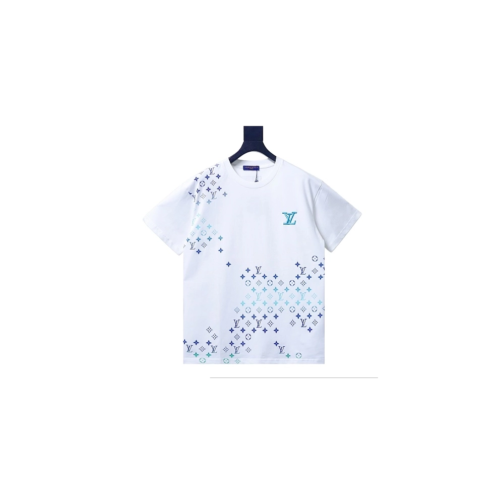 Louis Vuitton Gradient Embroidered T-Shirt White,Louis Vuitton T-Shirts,T-Shirts,CLOTHES