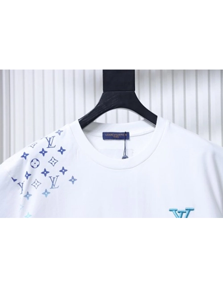 Louis Vuitton Gradient Embroidered T-Shirt White,Louis Vuitton T-Shirts,T-Shirts,CLOTHES