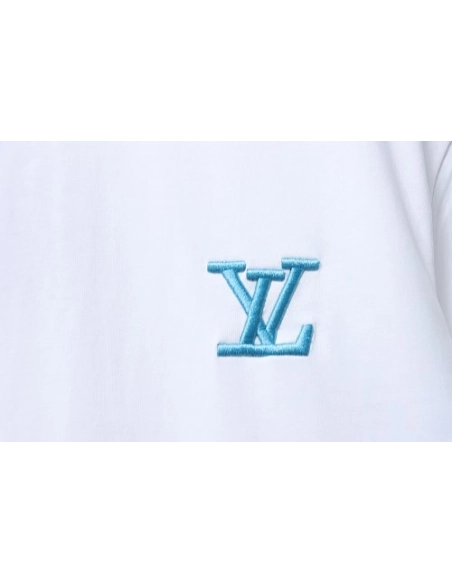 Louis Vuitton Gradient Embroidered T-Shirt White,Louis Vuitton T-Shirts,T-Shirts,CLOTHES