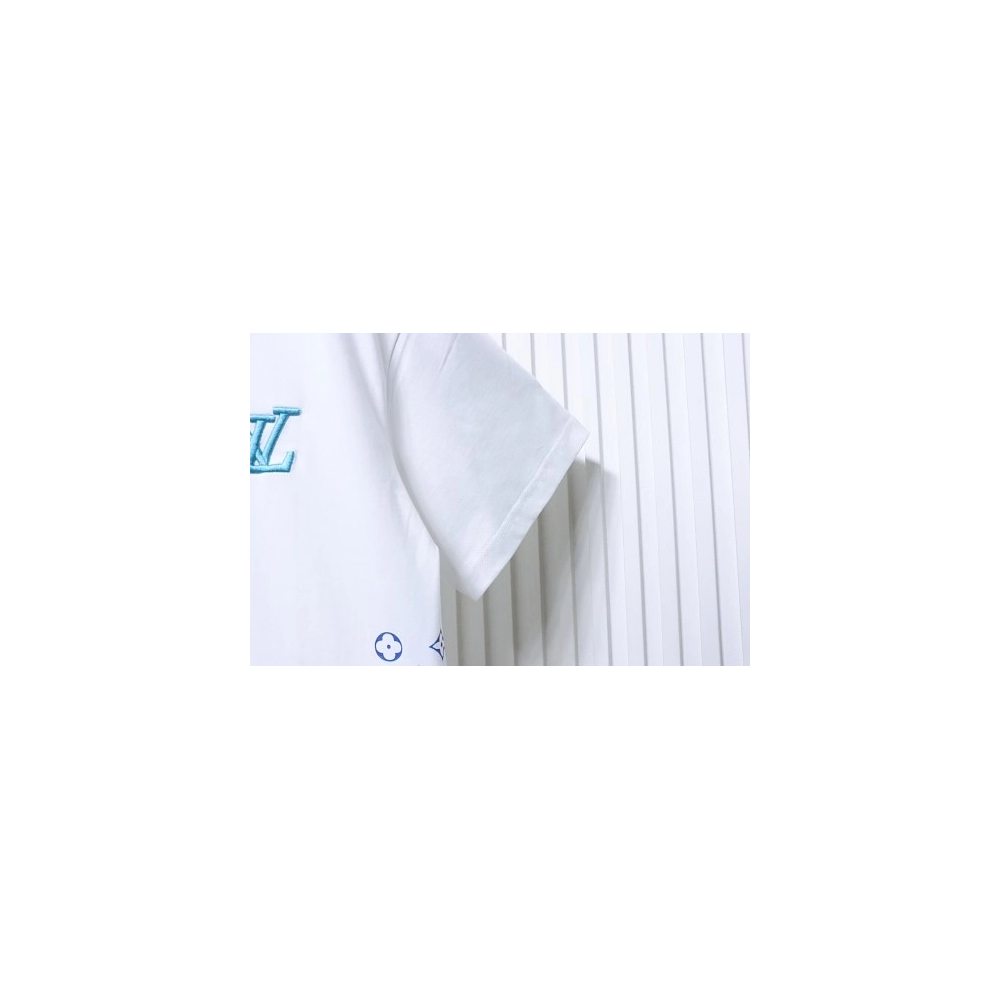 Louis Vuitton Gradient Embroidered T-Shirt White,Louis Vuitton T-Shirts,T-Shirts,CLOTHES