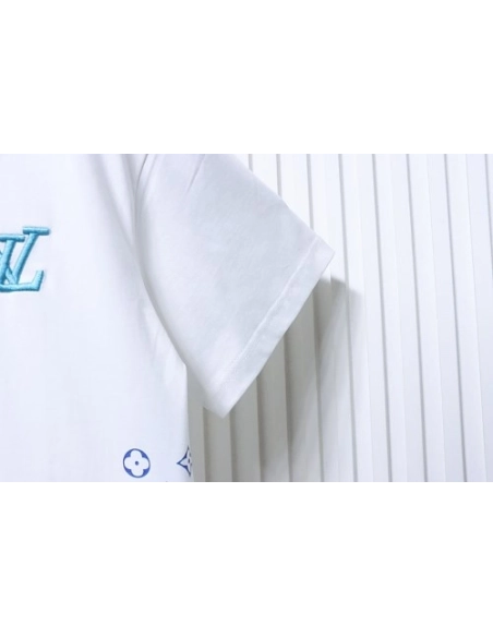 Louis Vuitton Gradient Embroidered T-Shirt White,Louis Vuitton T-Shirts,T-Shirts,CLOTHES