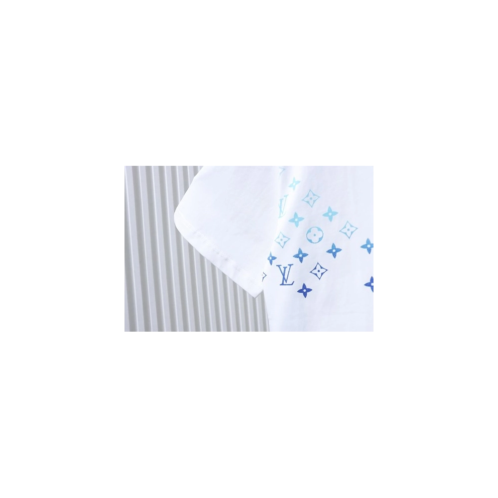 Louis Vuitton Gradient Embroidered T-Shirt White,Louis Vuitton T-Shirts,T-Shirts,CLOTHES