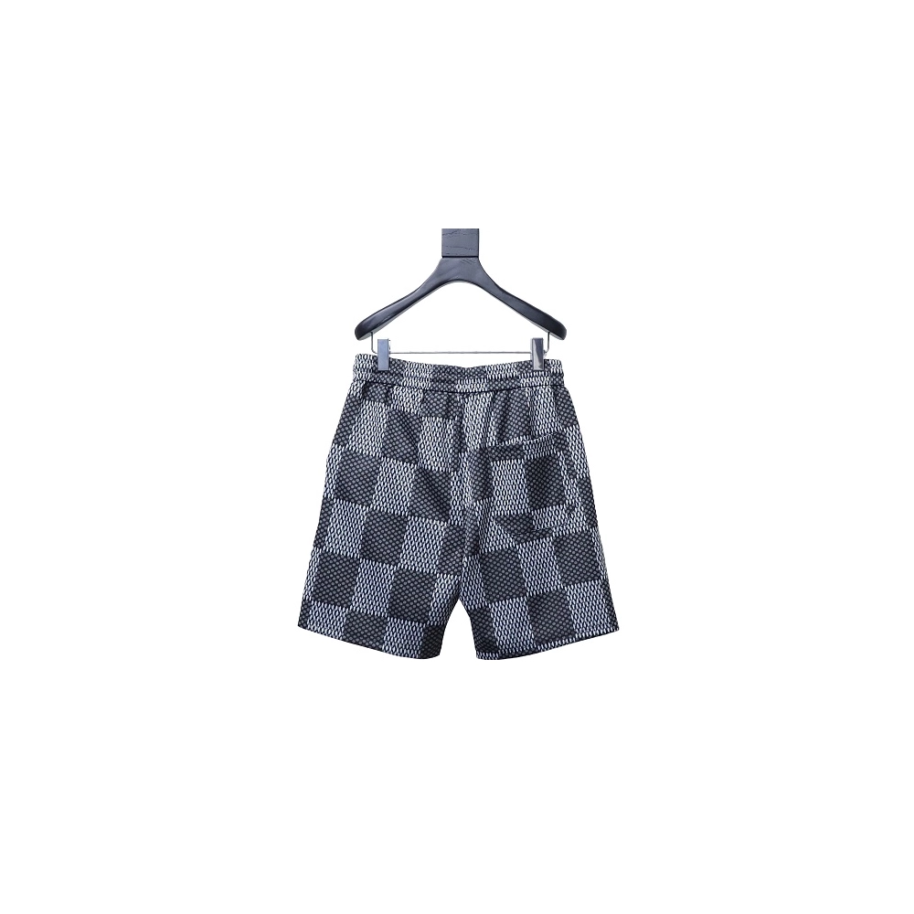 Louis Vuitton Rhinestone Letter Logo Checkerboard Shorts,Louis Vuitton Shorts,Shorts,CLOTHES