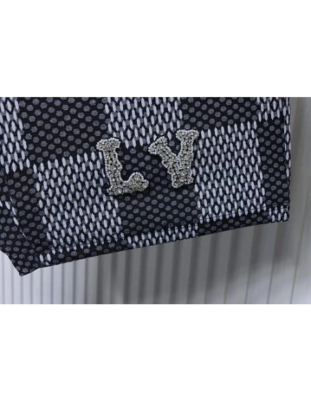 Louis Vuitton Rhinestone Letter Logo Checkerboard Shorts,Louis Vuitton Shorts,Shorts,CLOTHES