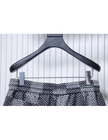 Louis Vuitton Rhinestone Letter Logo Checkerboard Shorts,Louis Vuitton Shorts,Shorts,CLOTHES