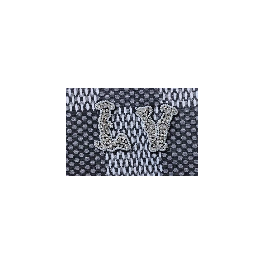 Louis Vuitton Rhinestone Letter Logo Checkerboard T-Shirt Black,Louis Vuitton T-Shirts,T-Shirts,CLOTHES