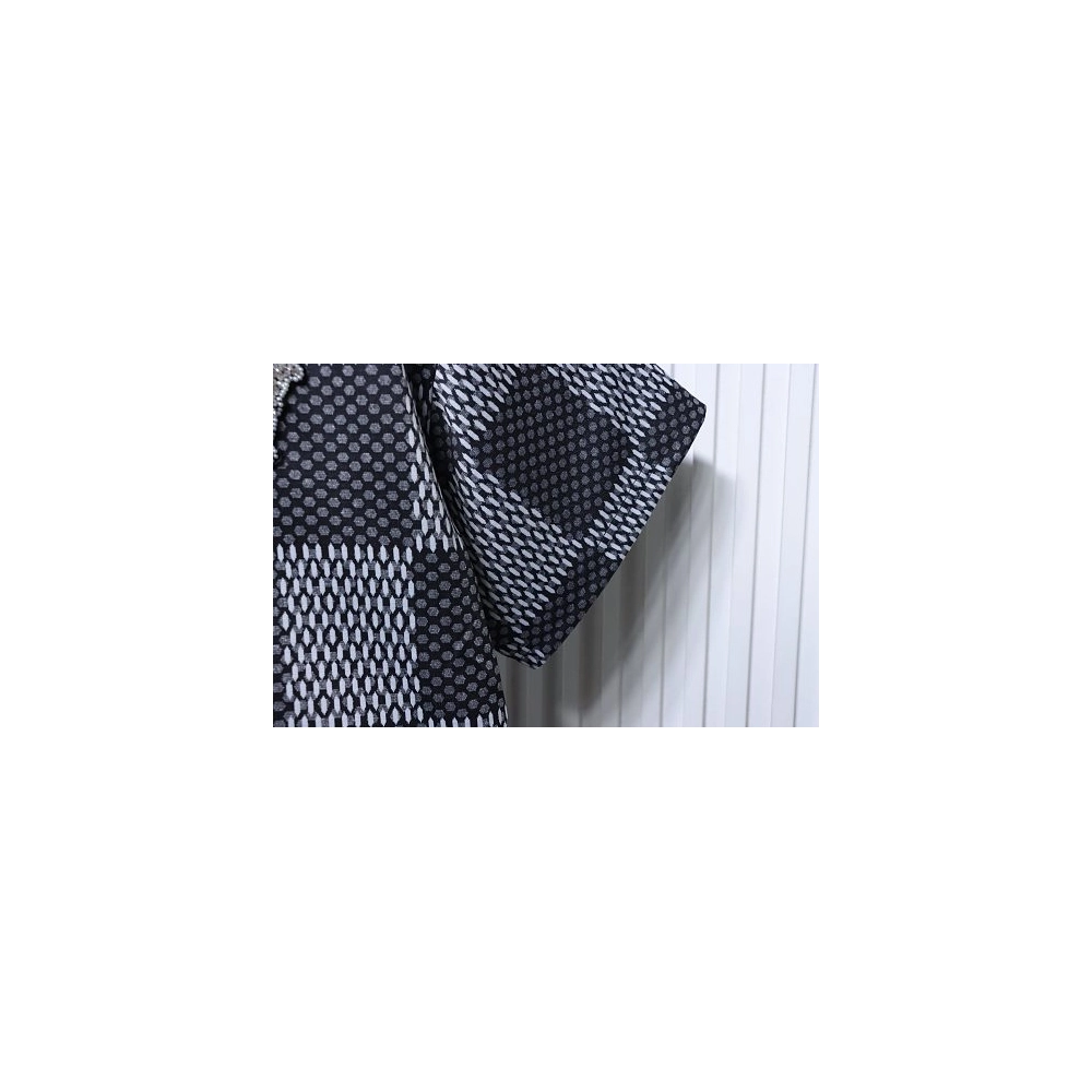 Louis Vuitton Rhinestone Letter Logo Checkerboard T-Shirt Black,Louis Vuitton T-Shirts,T-Shirts,CLOTHES