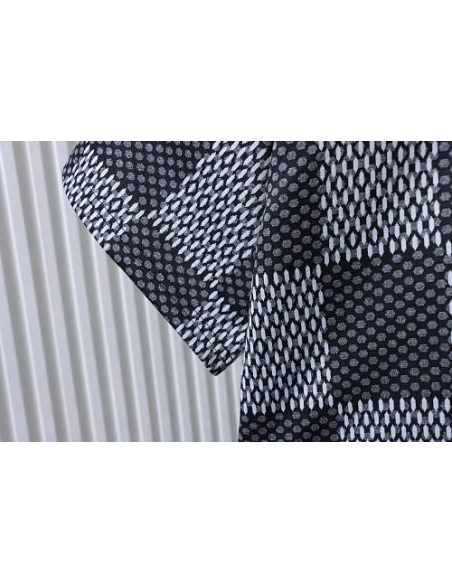 Louis Vuitton Rhinestone Letter Logo Checkerboard T-Shirt Black,Louis Vuitton T-Shirts,T-Shirts,CLOTHES