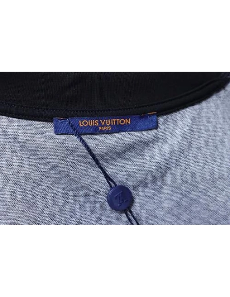 Louis Vuitton Rhinestone Letter Logo Checkerboard T-Shirt Black,Louis Vuitton T-Shirts,T-Shirts,CLOTHES
