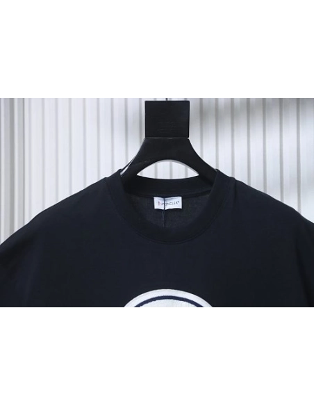 Moncler Large Logo Chenille Embroidery T-Shirt Black,Moncler T-Shirts,T-Shirts,CLOTHES