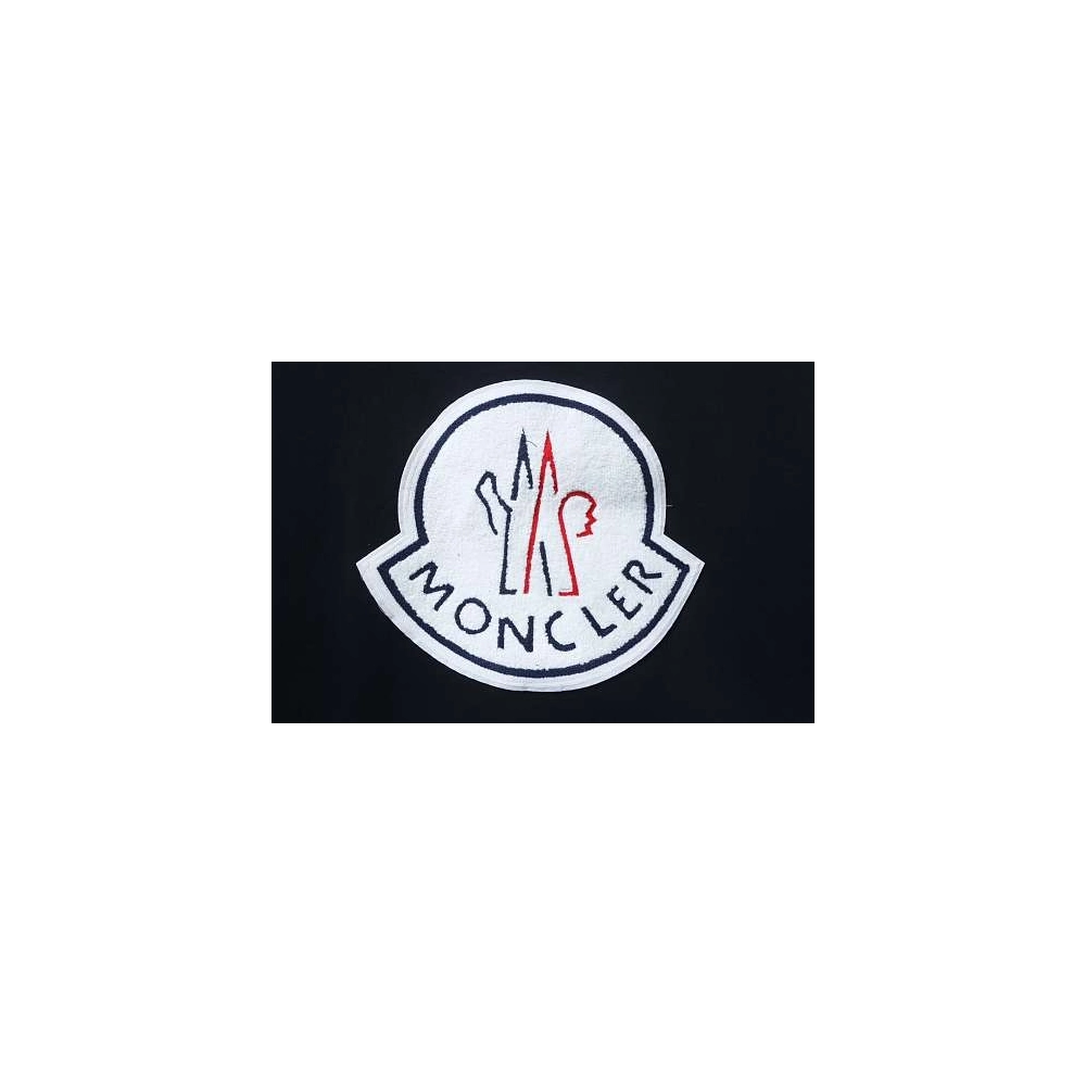 Moncler Large Logo Chenille Embroidery T-Shirt Black,Moncler T-Shirts,T-Shirts,CLOTHES
