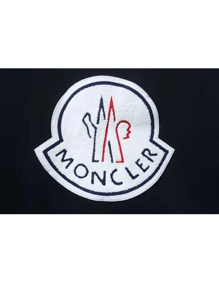 Moncler Large Logo Chenille Embroidery T-Shirt Black,Moncler T-Shirts,T-Shirts,CLOTHES