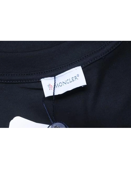 Moncler Large Logo Chenille Embroidery T-Shirt Black,Moncler T-Shirts,T-Shirts,CLOTHES