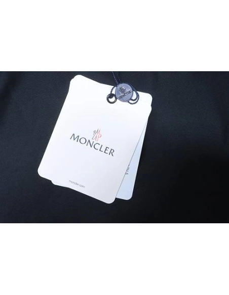 Moncler Large Logo Chenille Embroidery T-Shirt Black,Moncler T-Shirts,T-Shirts,CLOTHES