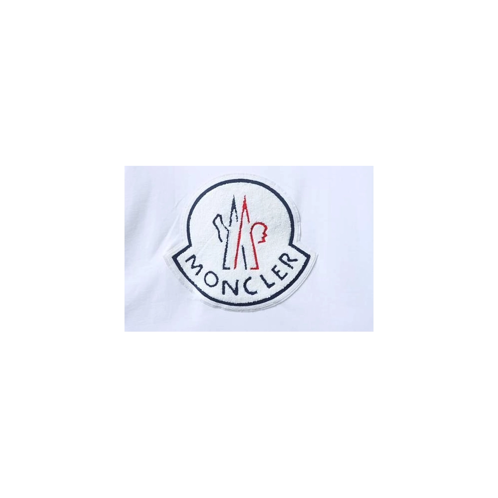 Moncler Large Logo Chenille Embroidery T-Shirt White,Moncler T-Shirts,T-Shirts,CLOTHES