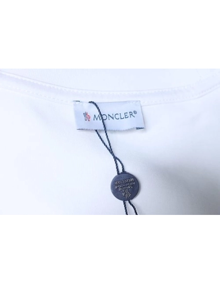Moncler Large Logo Chenille Embroidery T-Shirt White,Moncler T-Shirts,T-Shirts,CLOTHES