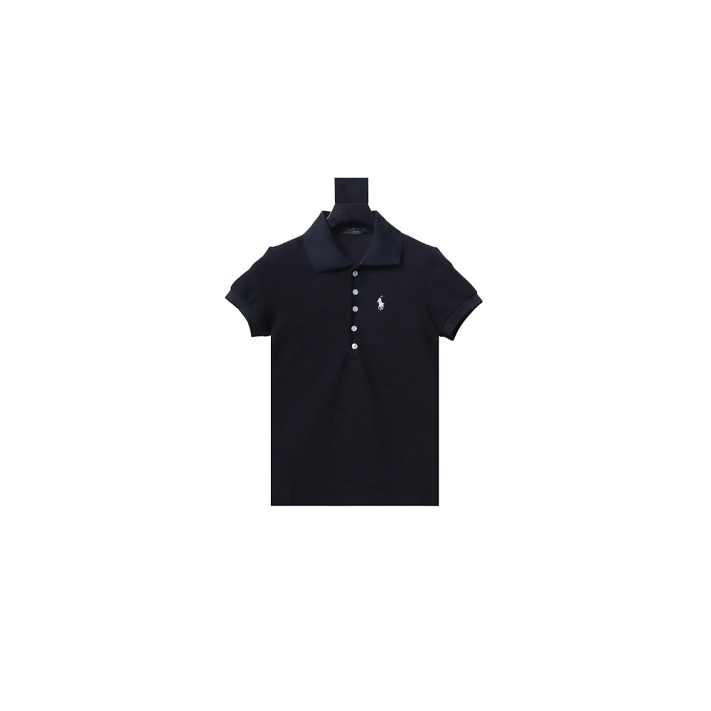 Ralph Lauren Pony Logo Embroidered Short-Sleeve Button-Down Shirt Black,Ralph Lauren T-Shirts,T-Shirts,CLOTHES