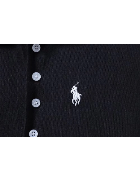 Ralph Lauren Pony Logo Embroidered Short-Sleeve Button-Down Shirt Black,Ralph Lauren T-Shirts,T-Shirts,CLOTHES