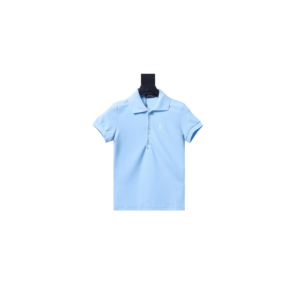 Ralph Lauren Pony Logo Embroidered Short-Sleeve Button-Down Shirt Blue,Ralph Lauren T-Shirts,T-Shirts,CLOTHES