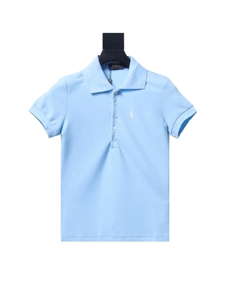 Ralph Lauren Pony Logo Embroidered Short-Sleeve Button-Down Shirt Blue,Ralph Lauren T-Shirts,T-Shirts,CLOTHES