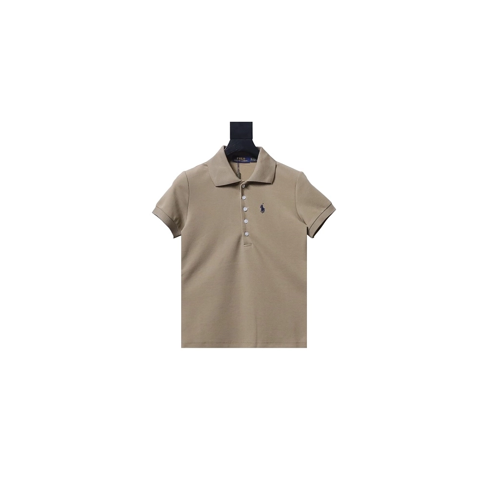 Ralph Lauren Pony Logo Embroidered Short-Sleeve Button-Down Shirt Brown,Ralph Lauren T-Shirts,T-Shirts,CLOTHES