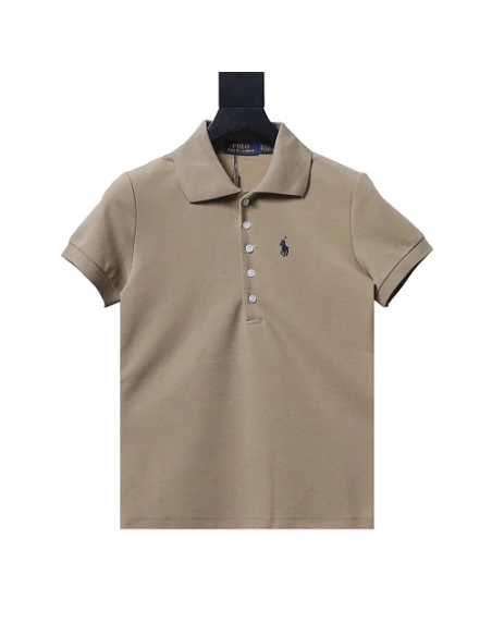 Ralph Lauren Pony Logo Embroidered Short-Sleeve Button-Down Shirt Brown,Ralph Lauren T-Shirts,T-Shirts,CLOTHES