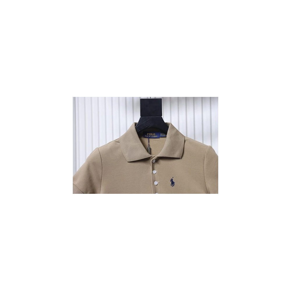 Ralph Lauren Pony Logo Embroidered Short-Sleeve Button-Down Shirt Brown,Ralph Lauren T-Shirts,T-Shirts,CLOTHES
